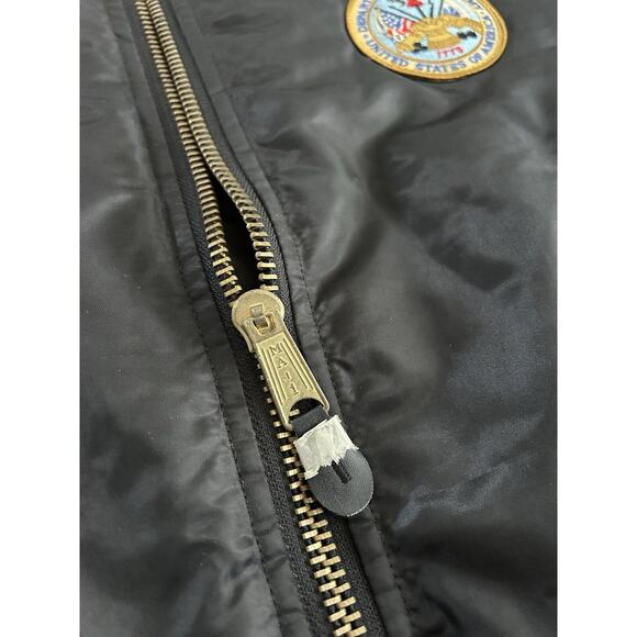 Vintage MA-1 Rothco Ultra Force Jacket Large Black Army Flyer Patches Bomber - Picture 12 of 13